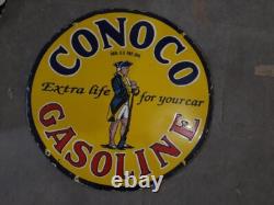 Porcelain Conoco Enamel Sign 30x30 Inches Double Sided