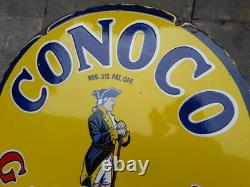 Porcelain Conoco Enamel Sign 30x30 Inches Double Sided