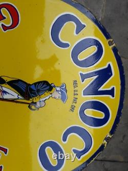 Porcelain Conoco Enamel Sign 36x36 Inches Double Sided