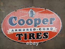 Porcelain Cooper Tires Enamel Sign 28 Inches Double Sided