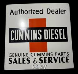 Porcelain Cummins Diesel Enamel Sign 24x24 Inches Double Sided