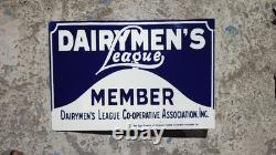 Porcelain Dairymen's Legue Enamel Sign Size 18 x 12 Inches Porcel double sided Porcelain Dairymen's Legue Enamel Sign Size 18 x 12 Inches Porcel double sided