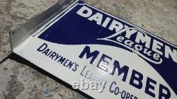 Porcelain Dairymen's Legue Enamel Sign Size 18 x 12 Inches Porcel double sided