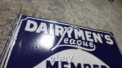 Porcelain Dairymen's Legue Enamel Sign Size 18 x 12 Inches Porcel double sided