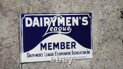 Porcelain Dairymen's Legue Enamel Sign Size 18 x 12 Inches Porcel double sided