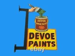 Porcelain Devoe Paints Enamel Sign Size 30x23.5 Inches double sided With flange