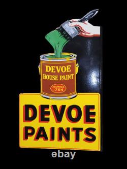 Porcelain Devoe Paints Enamel sign 50 Inch double sided With Flange