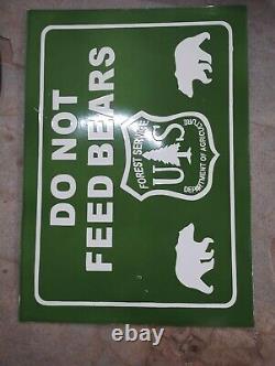 Porcelain Do Not Feed Bears Enamel Sign 30 x 20 Inches Double Sided