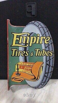 Porcelain Enamel Braender Hercules Emire Tires And Tube Flange Double Sided Sign