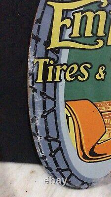 Porcelain Enamel Braender Hercules Emire Tires And Tube Flange Double Sided Sign