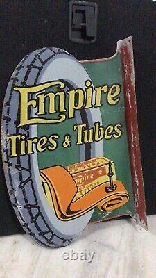 Porcelain Enamel Braender Hercules Emire Tires And Tube Flange Double Sided Sign