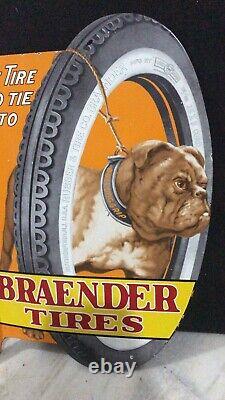 Porcelain Enamel Braender Hercules Emire Tires And Tube Flange Double Sided Sign