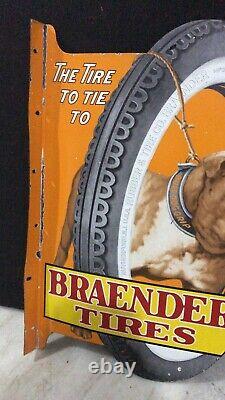 Porcelain Enamel Braender Hercules Emire Tires And Tube Flange Double Sided Sign