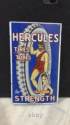 Porcelain Enamel Braender Hercules Emire Tires And Tube Flange Double Sided Sign