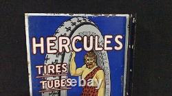 Porcelain Enamel Braender Hercules Emire Tires And Tube Flange Double Sided Sign