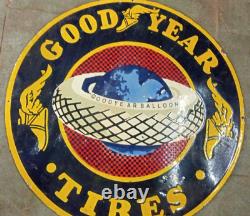 Porcelain Enamel Ceramic Double Sided Sign 36x36 Inch Good Year Tires Approx