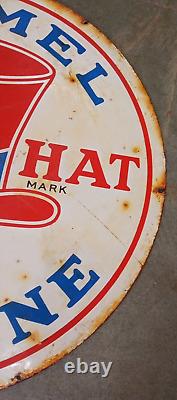 Porcelain Enamel Double Sided Sign 32x32 Inch Kimmel Red Hat Gasoline Approx