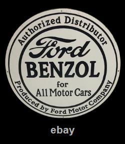 Porcelain Enamel Ford Benzol Sign 36x36 Inches Double Sided