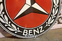 Porcelain Enamel Mercedes Benz 36 Inches Round Double Sided Sign