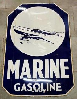Porcelain Enamel Sign Double Sided 45x30 Inch Marine Gasoline Approx