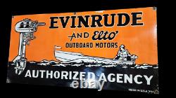 Porcelain Evinrude Enamel Sign 42 Inches Die Cut Double Sided
