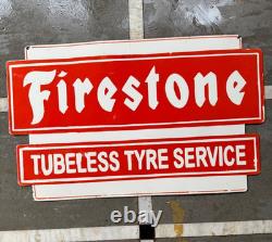 Porcelain Firestone Enamel Double Sided Sign 36x20 Inches
