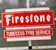 Porcelain Firestone Enamel Double Sided Sign 36x20 Inches
