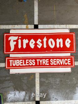 Porcelain Firestone Enamel Double Sided Sign 36x20 Inches