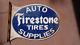 Porcelain Firestone Enamel Sign 24 Inches Double Sided With Flange