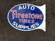 Porcelain Firestone Enamel Sign 24x16 Inches Double Sided With Flange