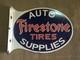 Porcelain Firestone Enamel Sign 26 Inches Double Sided With Flange