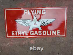 Porcelain Flying A Ethyl Enamel Sign 42x20 Inches Double Sided