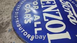Porcelain Ford Bezol Enamel Sign Size 30 Inches Double Sided