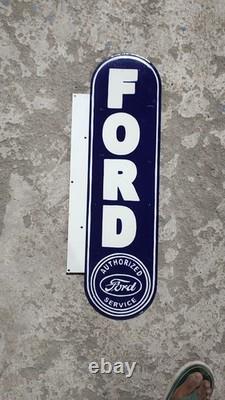 Porcelain Ford Enamel Sign Size 30 x 10 Inches Double sided Flange