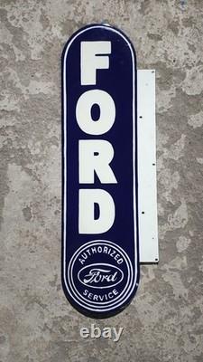 Porcelain Ford Enamel Sign Size 30 x 10 Inches Double sided Flange