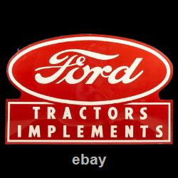 Porcelain Ford Tractors Enamel Sign 45 Inches Double Sided