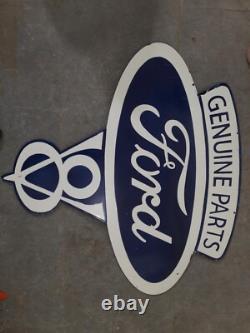 Porcelain Ford V8 Enamel Sign 42 Inches Double Sided