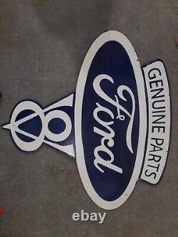 Porcelain Ford V8 Enamel Sign 42 Inches Double Sided