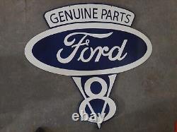 Porcelain Ford V8 Enamel Sign 42 Inches Double Sided