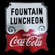 Porcelain Fountain Luncheon Enamel Sign 30x22 Inches Double Sided