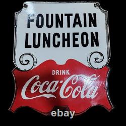 Porcelain Fountain Luncheon Enamel Sign 30x22 Inches Double Sided