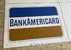 Porcelain Gas Station Credit Cards Advertising Sign Double Sided 1950's 1960's