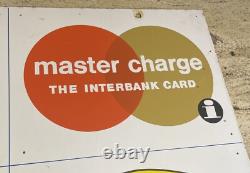 Porcelain Gas Station Credit Cards Advertising Sign Double Sided 1950's 1960's