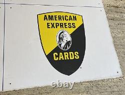 Porcelain Gas Station Credit Cards Advertising Sign Double Sided 1950's 1960's