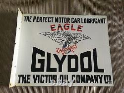 Porcelain Glydol Enamel Sign 22x18 Inches Double Sided With Flange