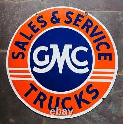 Porcelain Gmc Enamel Sign 30x30 Inches Double Sided