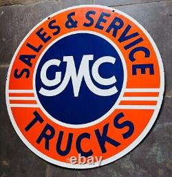 Porcelain Gmc Enamel Sign 30x30 Inches Double Sided