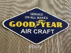 Porcelain Good Year Batteries Enamel Sign 36x18 Inches Double Sided