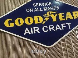Porcelain Good Year Batteries Enamel Sign 36x18 Inches Double Sided