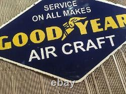 Porcelain Good Year Batteries Enamel Sign 36x18 Inches Double Sided